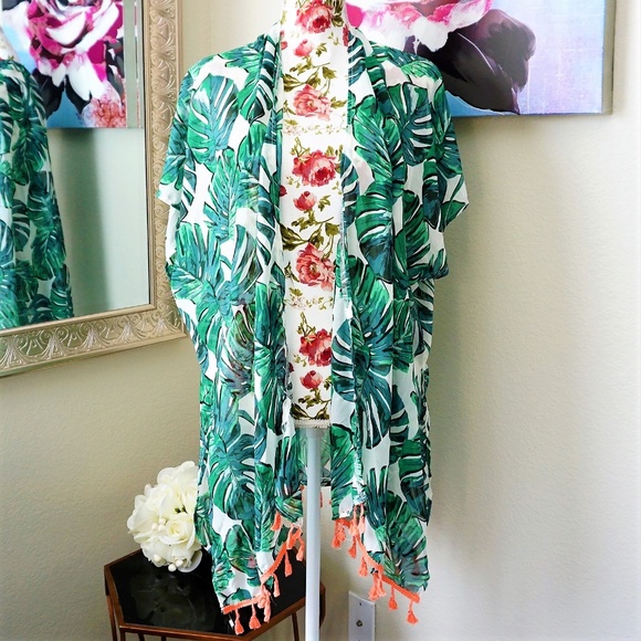 Other - Palm Leaf & Tassels Cover Up | One Size